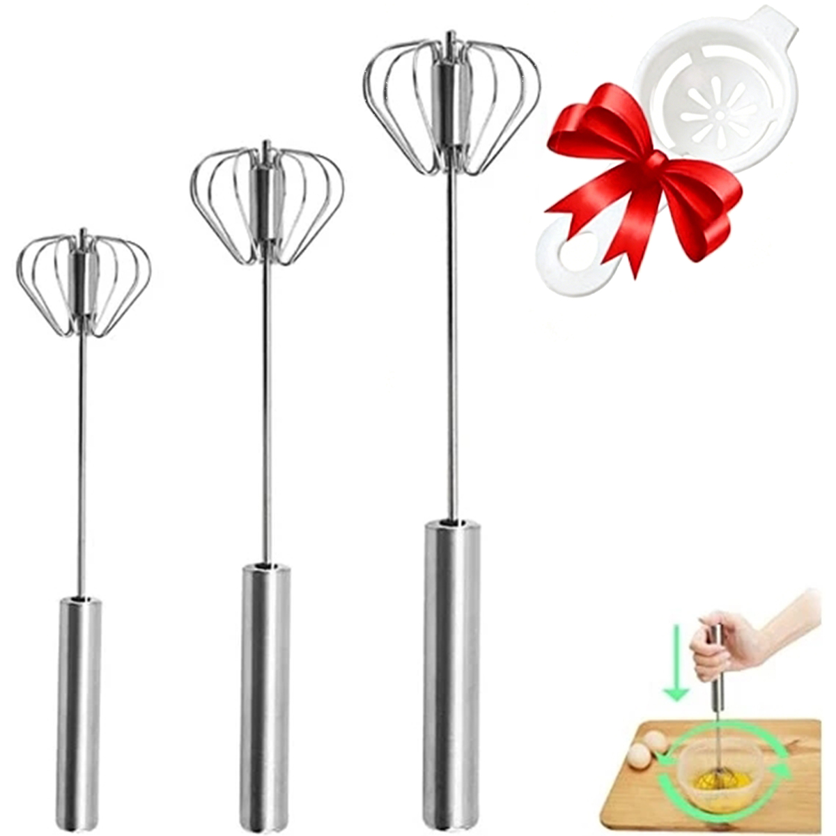 Kitchen Appliances Germany - 1/3pcs 스테인레스 스틸 계란 거품기 간편한