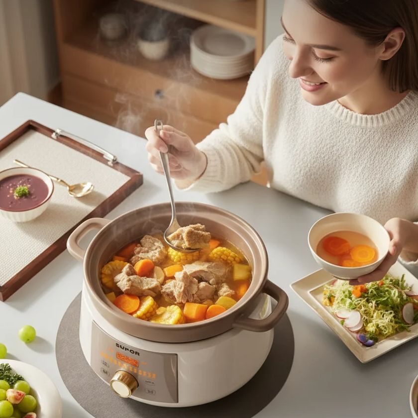 Slow Cooker Ceramic - 4L 세라믹 가정용 전기 슬로우 쿠커